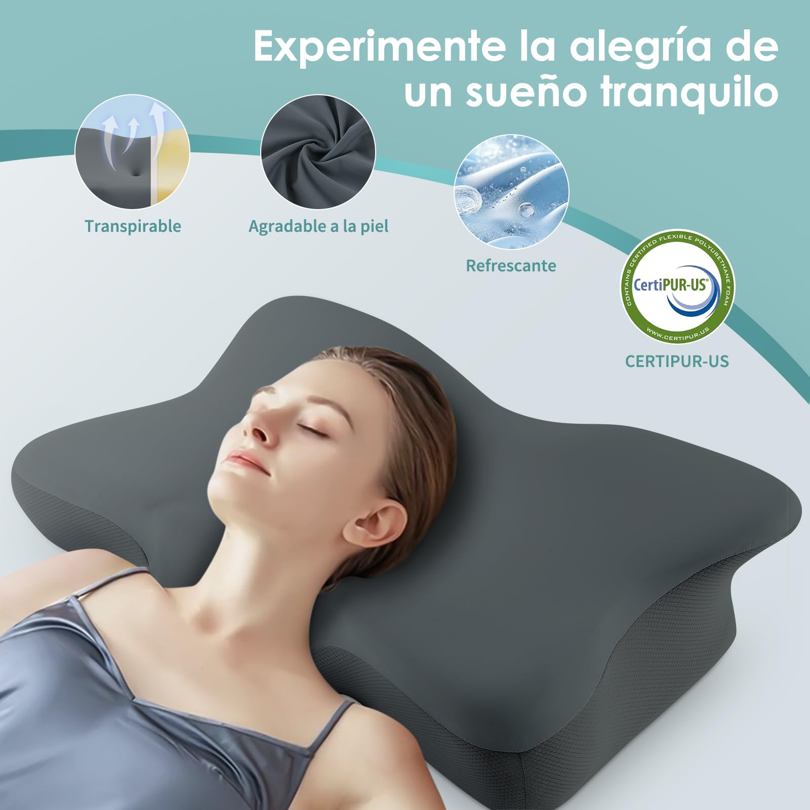 Almohada Cervicale para Dormir,Almohadas Antirronquidos,Adaptadas para Aquellos Que Duermen de Lado,de Espalda o de Barriga