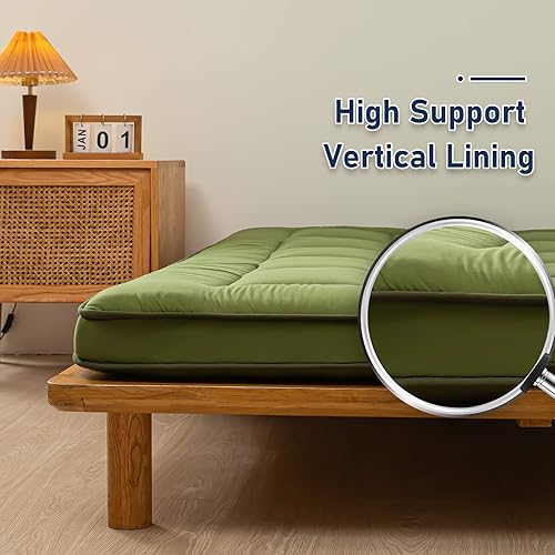 Miniatura 8 de MAXYOYO Colchón japonés de suelo tipo futón, colchoneta plegable para adultos, colchón plegable de rejilla Shikibuton, colchón de cama matrimonial,