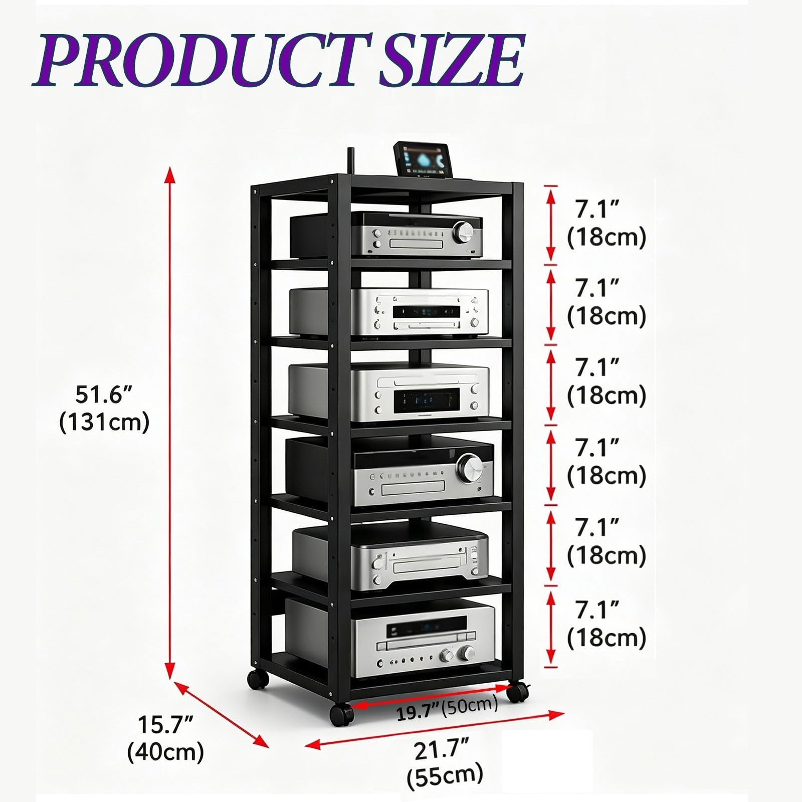 Rack Stereo HiFi Mobile 7 Ripiani Supporto Audio Video