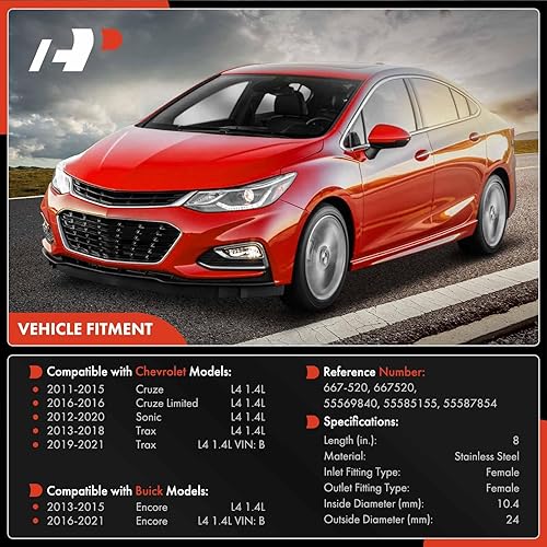 Vista 2 de A-Premium Tubo de retorno de aceite turbocompresor compatible con vehículos Buick, Chevrolet - 1.4L - Encore 2013-2021, Cruze 2011-2016, Sonic