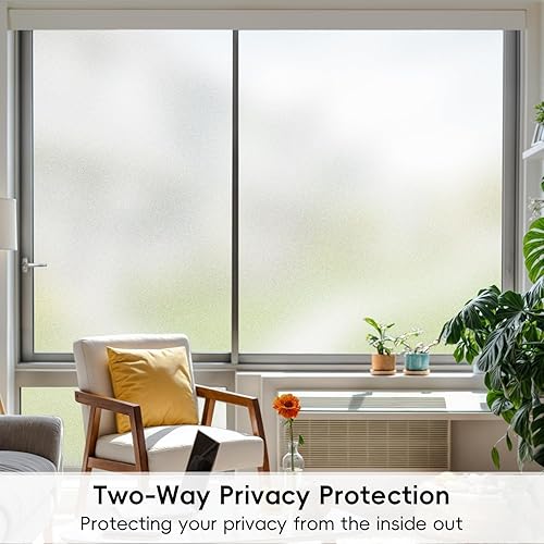 Miniatura 2 de DIFIT Película de privacidad de vidrio esmerilado, adhesivo estático para ventana, vinilo opaco con bloqueo UV para puerta de vidrio, baño, oficina