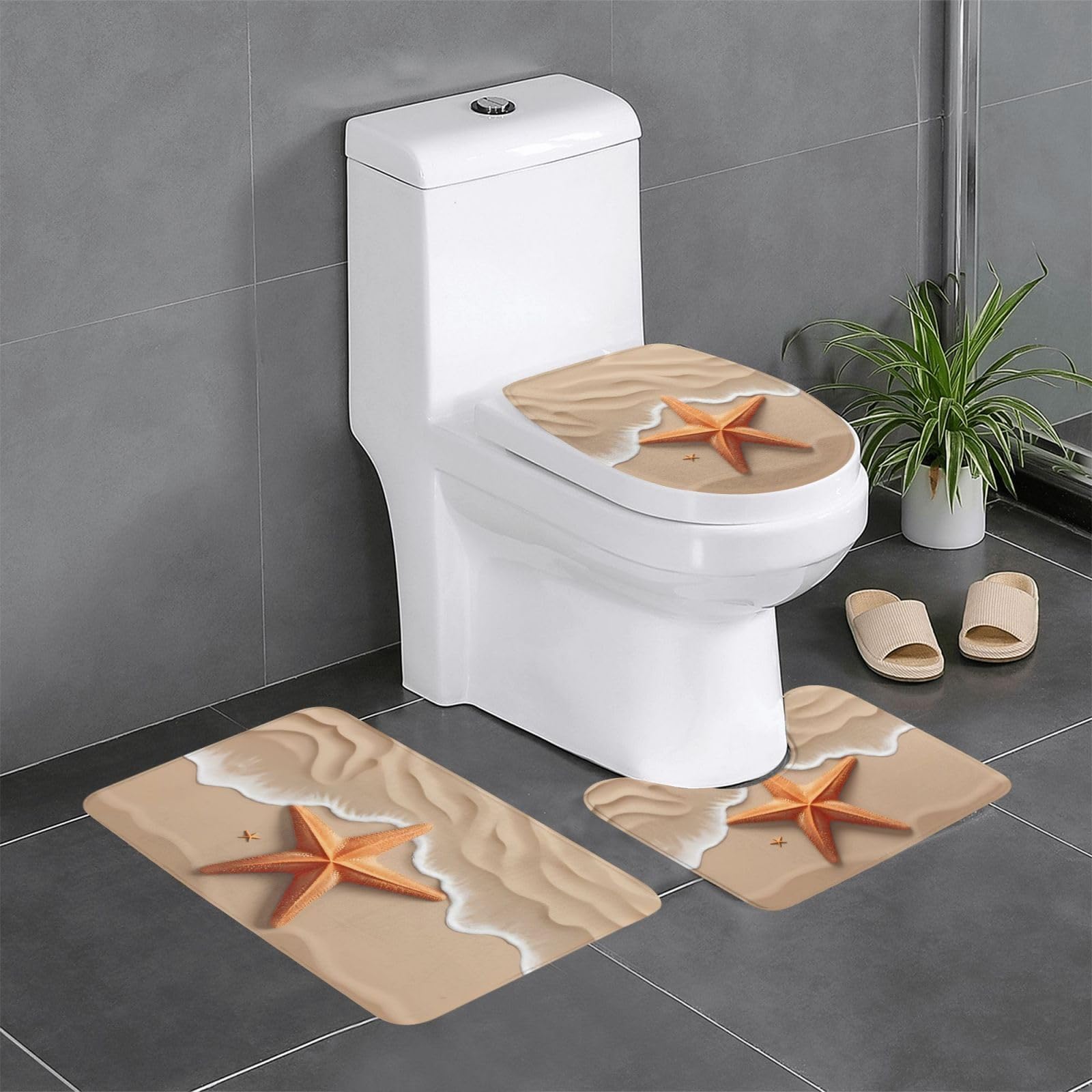 Tapis de salle de bain antidérapants lot de 3 contour WC et coiffeuse
