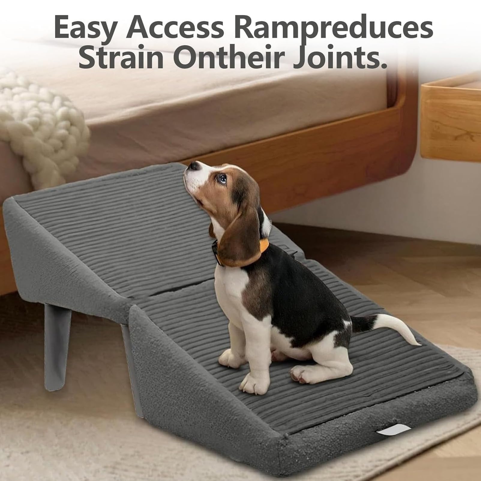 Rampe pour Chien Ottomane Divisée Tout-en-Un Pliable, Escalier Multifonction pour Chiens Grande et Petite Taille (Khaki)
