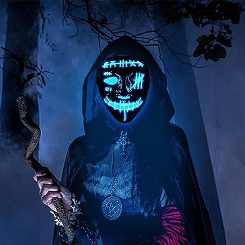 Miniatura 3 de LUMIPARTY Máscara de Halloween con luz LED, máscara de purga paquete de 2