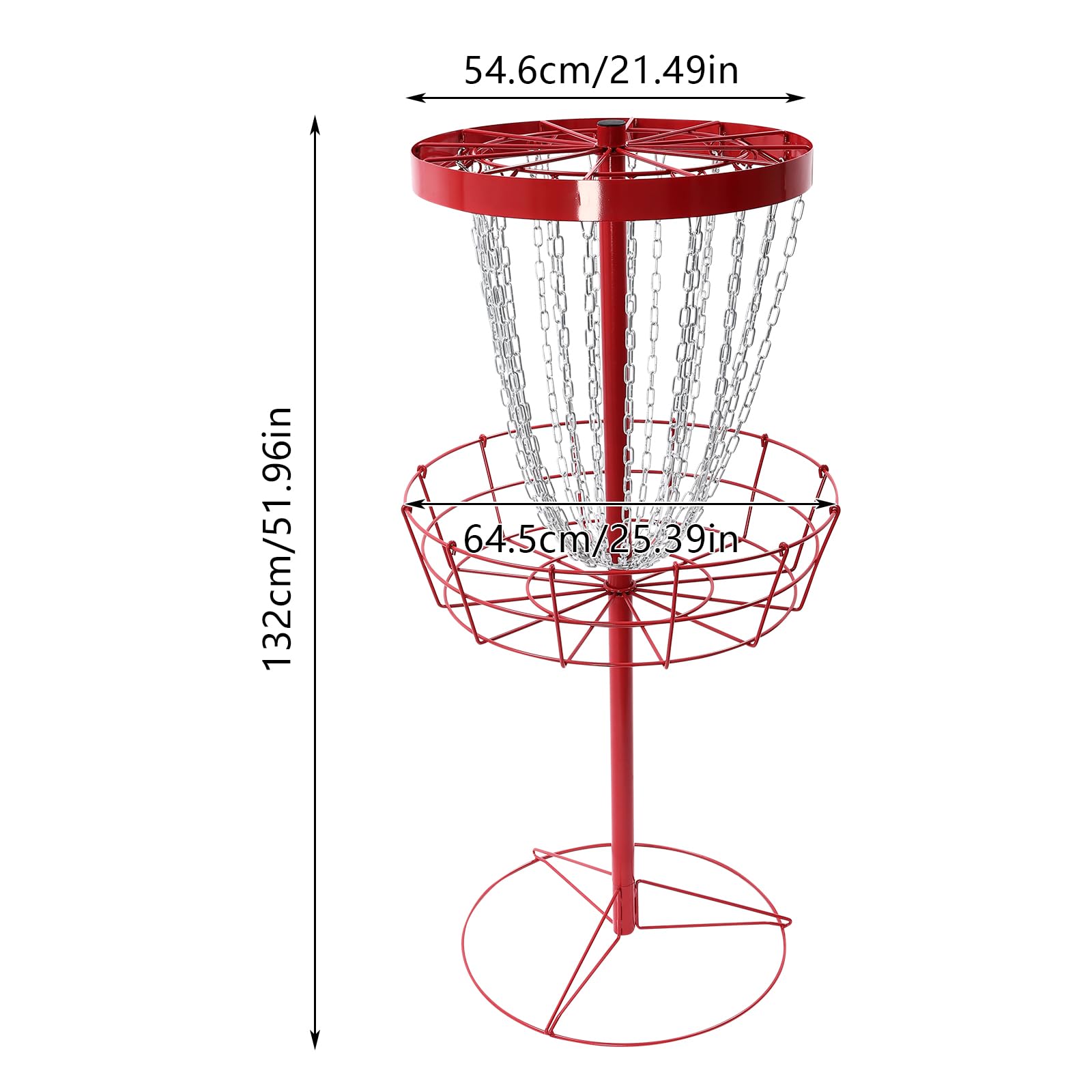 Cesta de golf de disco, altura 132 cm, cadena de doble capa, portátil, portátil, cesta de golf de disco para principiantes, personas mayores