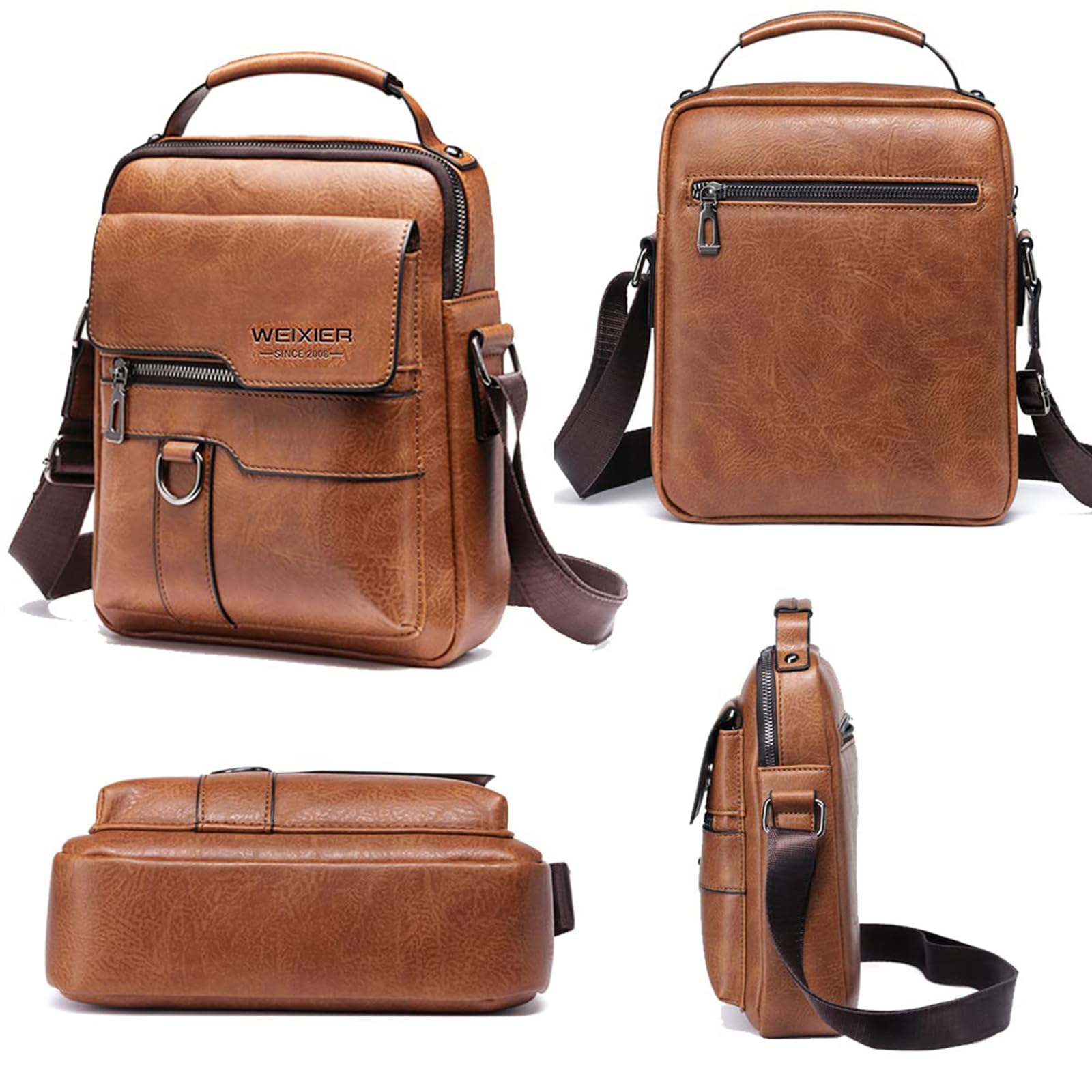 Sacoche Homme Sacs à Bandoulière Vintage Sacoche Bandoulière Cuir Petite Shoulder Bag Crossbody Business Cartable Besace Pochette Sacs à main pour sport voyages travail (Marron Sacs bandoulière)