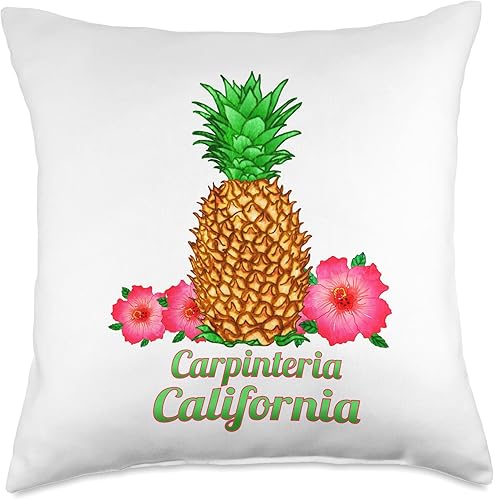 Carpinteria California CA Pineapple Floral Throw Pillow
