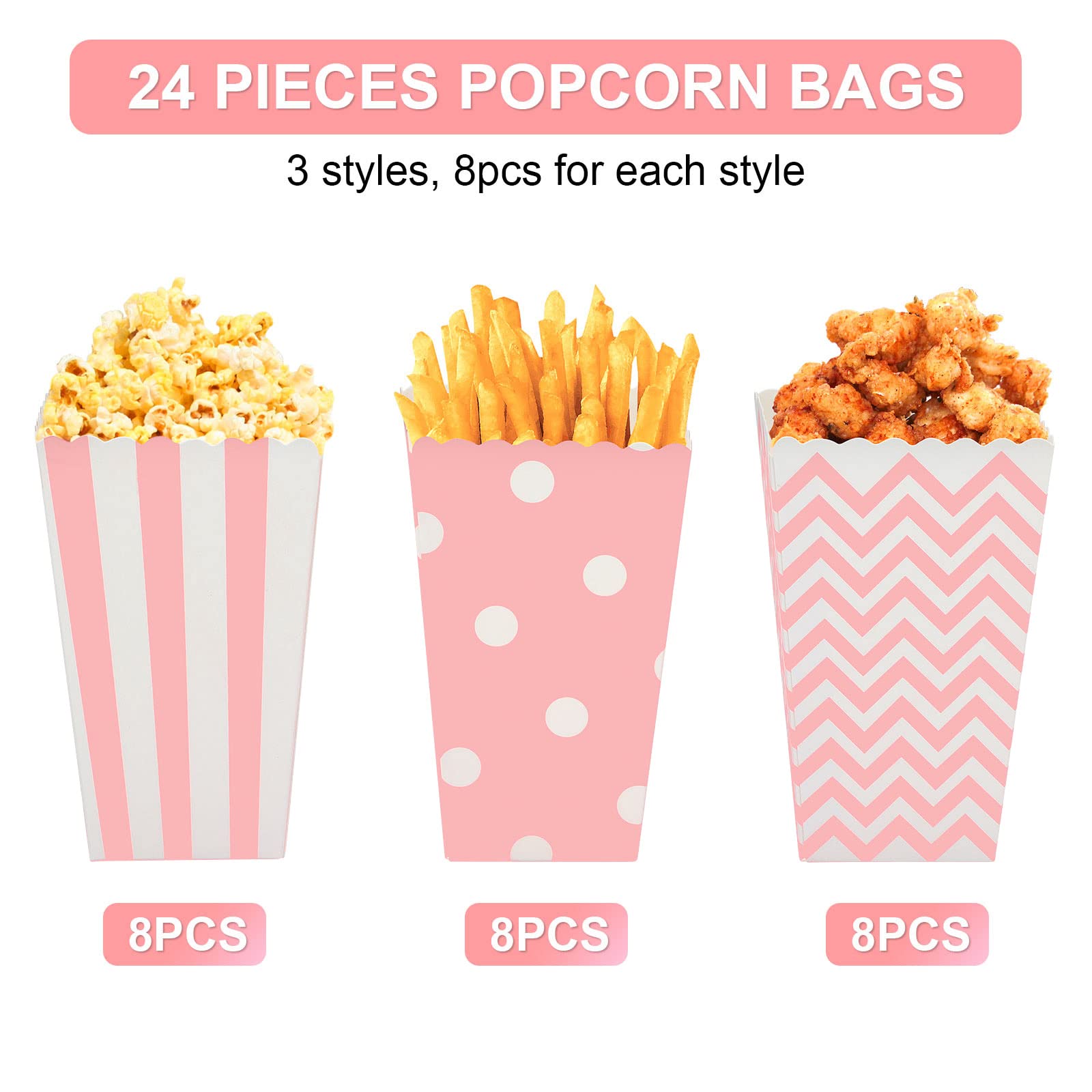 24 Stück Rosa Weihnachts-Popcorn-Boxen Mit Lebkuchenmann-Motiv - 15x7x9 Cm, Faltbar