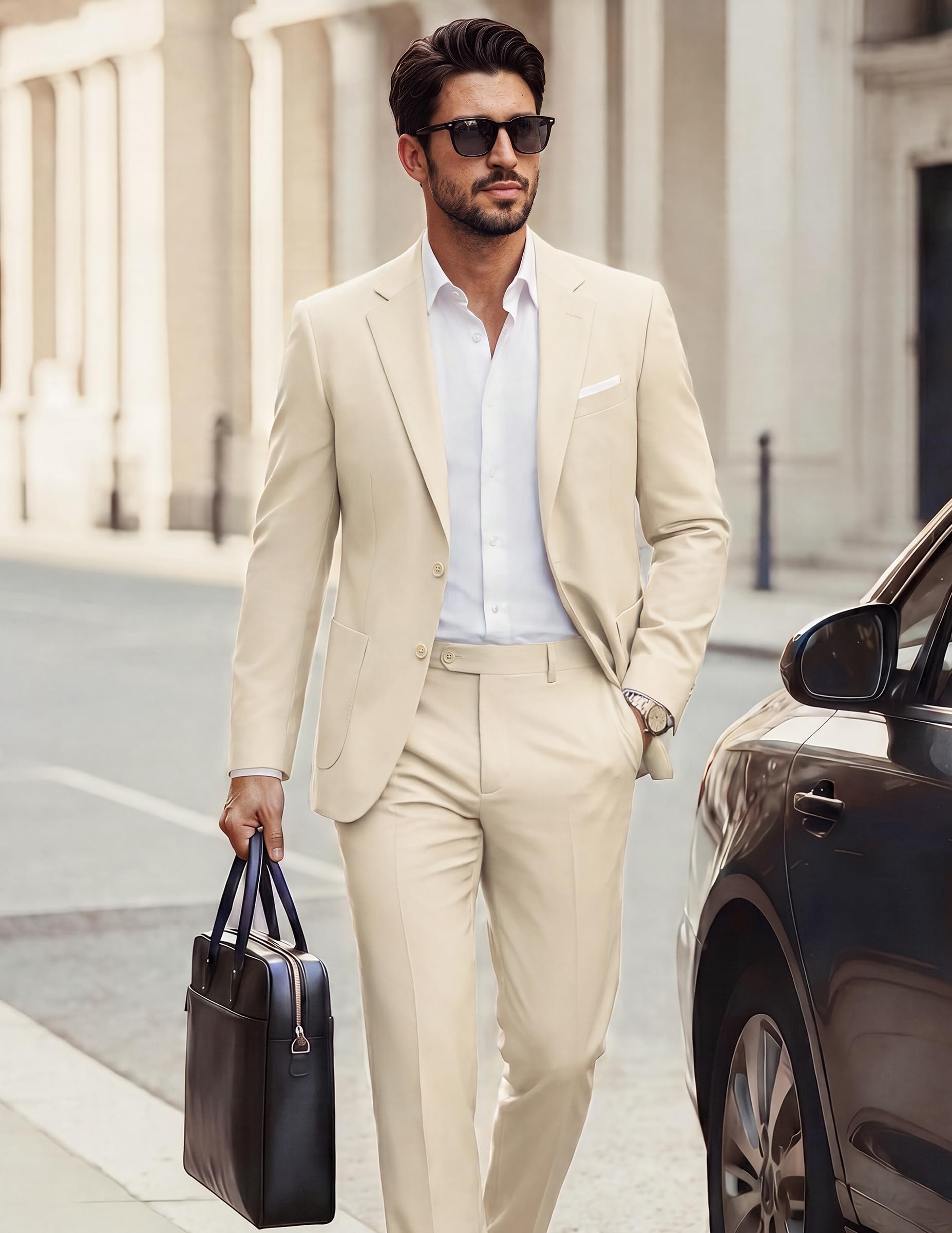 PJ PAUL JONES Anzug Herren 2 Teilig Slim Fit Business Hochzeit Suit Jacket | Sakko Herren Sportlich,Anzughose mit Gummibund