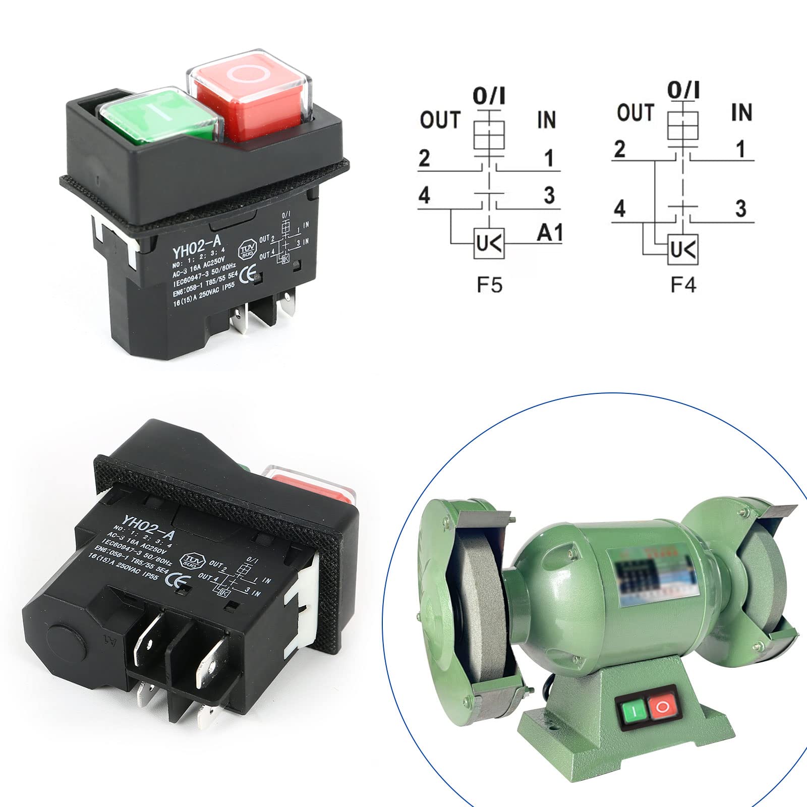 Interruttore Elettromagnetico 5 PIN KJD17 - Interruttore Sicurezza AC250V 16A