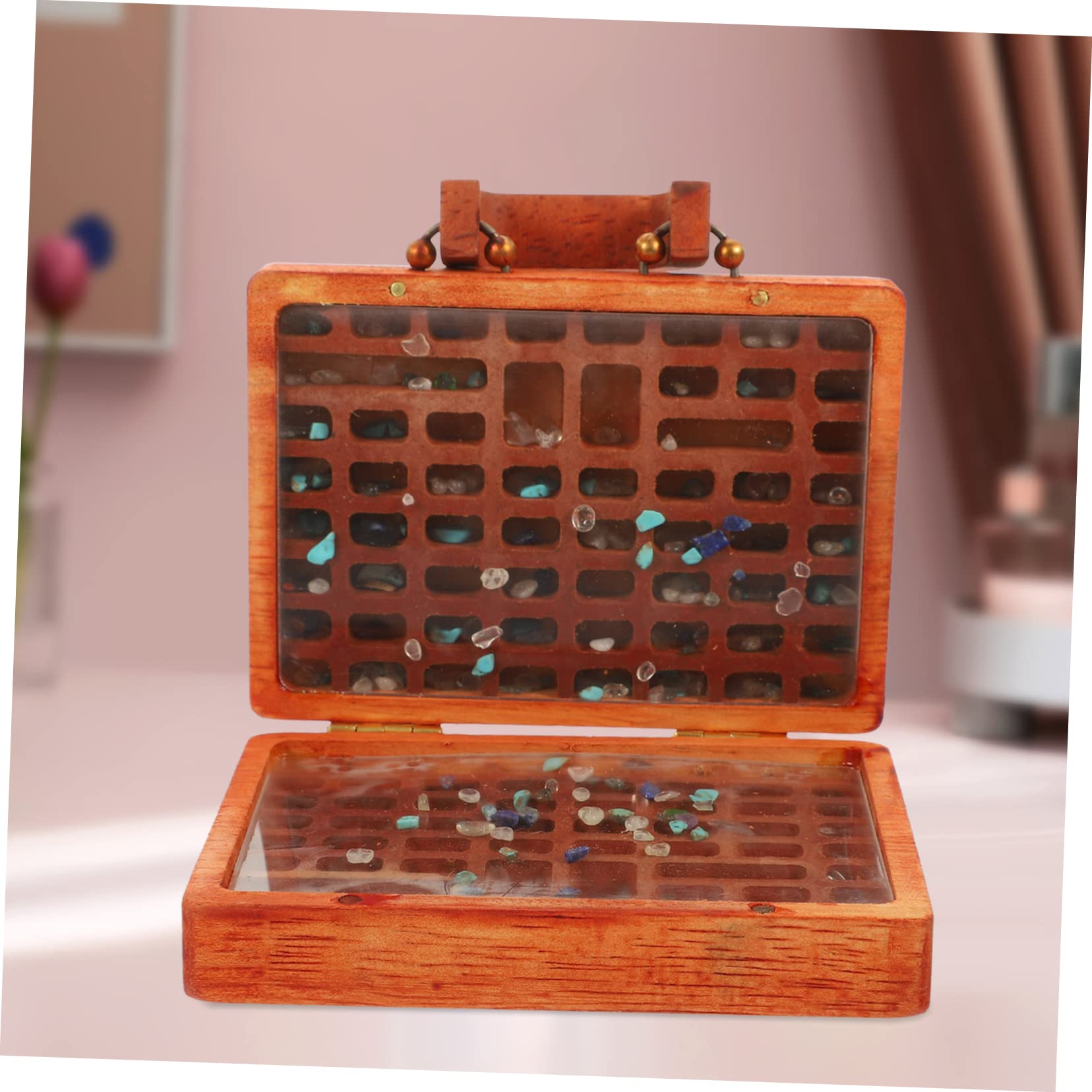 SOIMISS 3pezzi Scatola Organizer Per Pietre e Minerali Legno Con Scomparti Custodia Per Collezione Di Cristalli e Decorazioni Design Elegante e Funzionale Per Appassionati Di Gemme