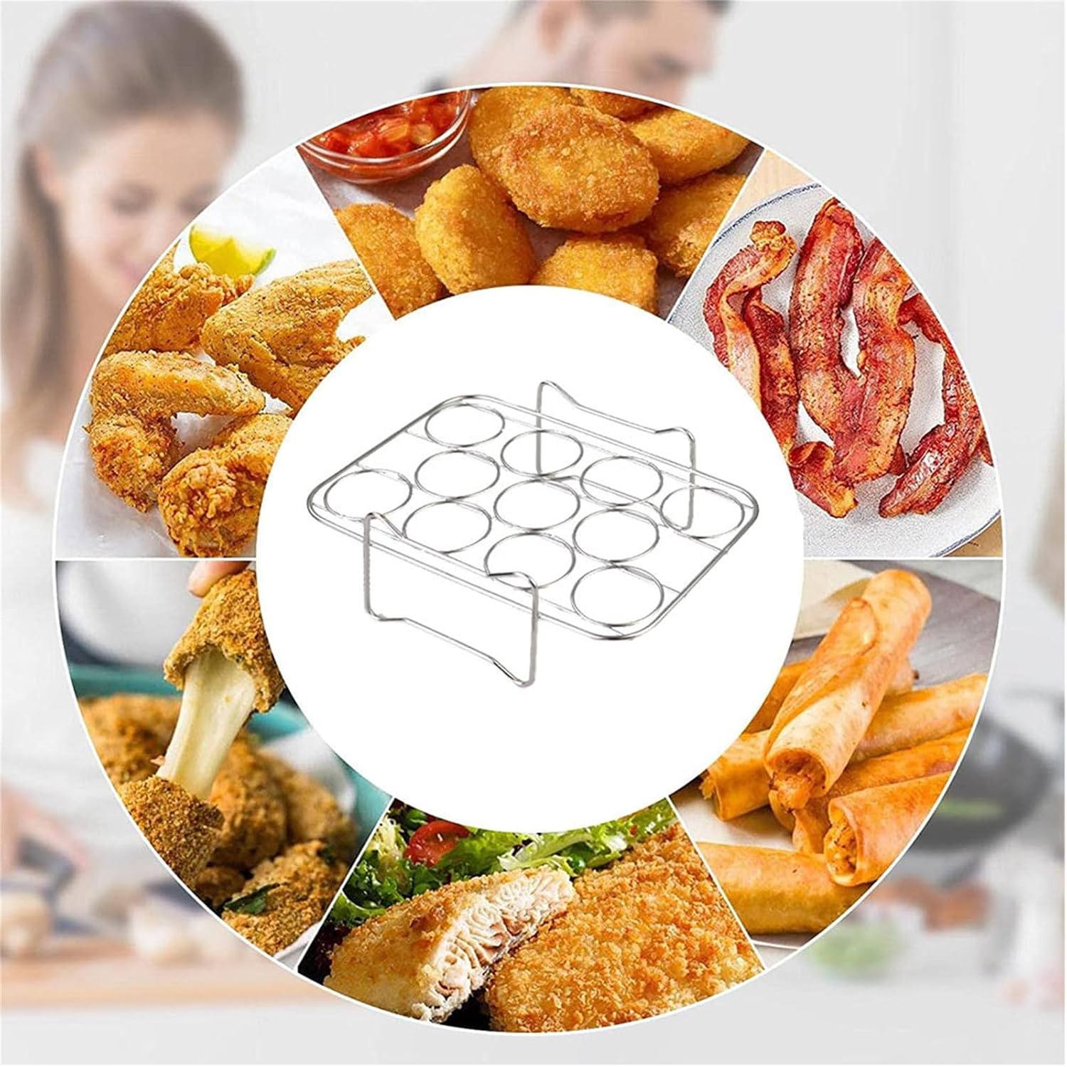 Stainless Steel Air Steaming Eggs Rack Grid Kitchen Steamer for Dumpling Grill Stand Cookware Cooking Accessories Stainless Eggs Rack Air Steel Steamed Grill Accessories Cooking