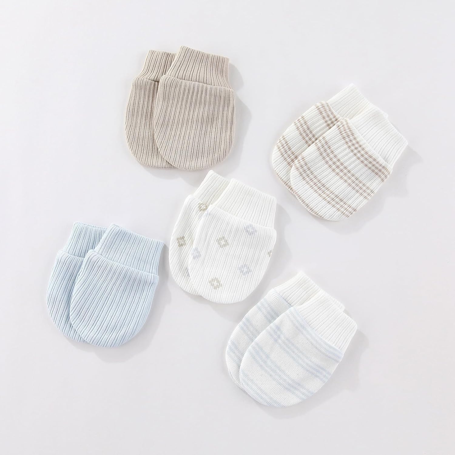 falianni Fashion Baby Boy Girl Clothing Set Cotton Soft 3-Piece Long Sleeve Button Rompers 5-Pack Hats&Gloves Infant Clothes