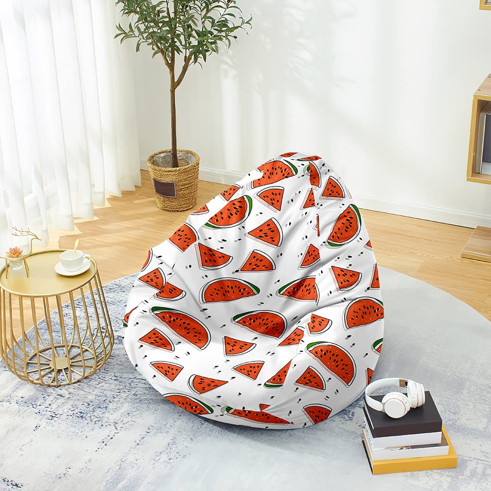 Mateju Bean Bag Chair, Beanbag Chair Adult, 3D Fruits Bean Bag Without Filling, Plush Toy Storage Large Bean Bags, High Back Bean Bags, Indoor and Outdoor Beanbag (Watermelon,L)