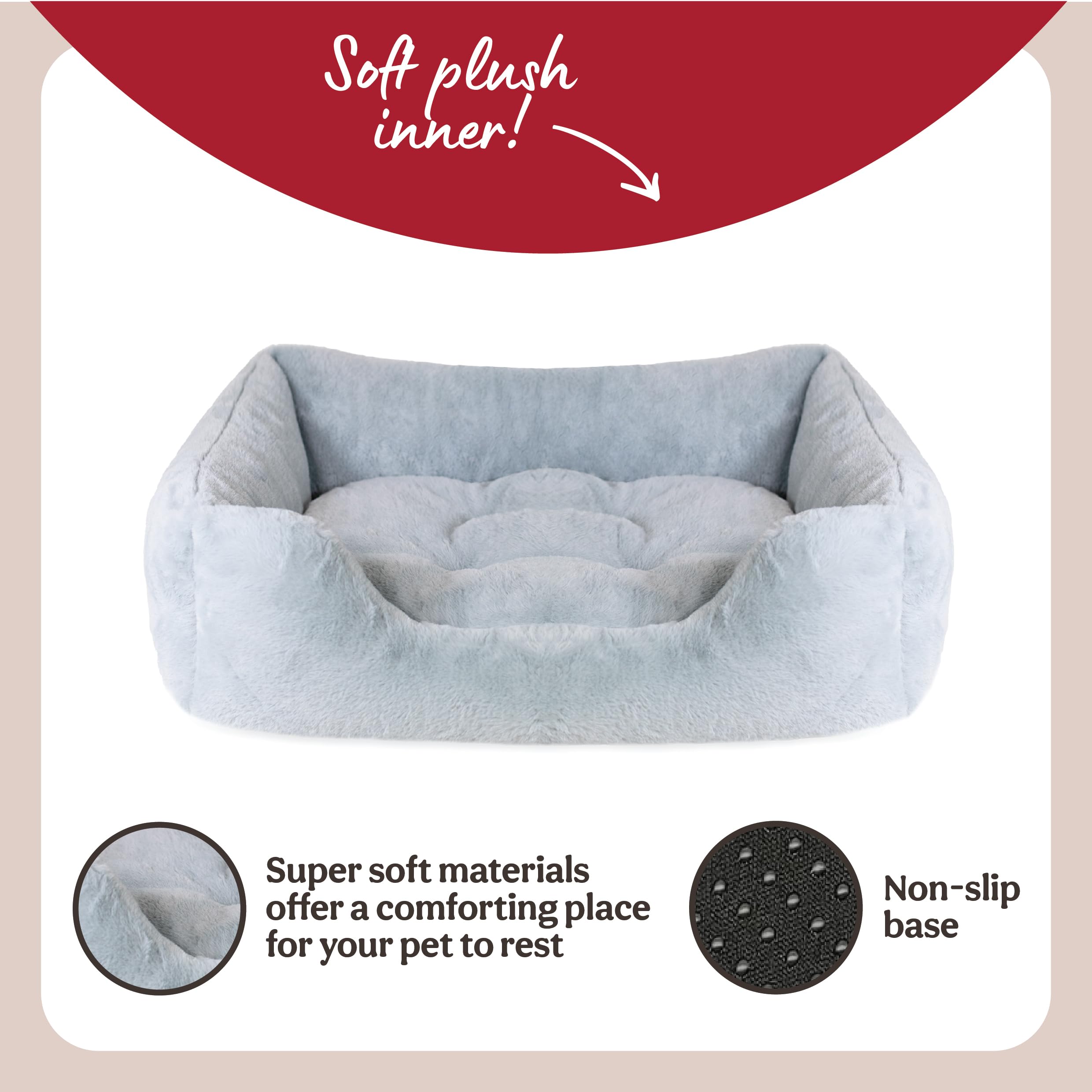 Rosewood Fur Box - Cama cómoda para Perro, tamaño Mediano, Cama esponjosa para Perro, Color Azul