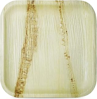Palm Naki Square Palm Leaf Plates (40 Count) - Disposable Dinnerware, Eco-Friendly, Compostable and Biodegradable Plates (9