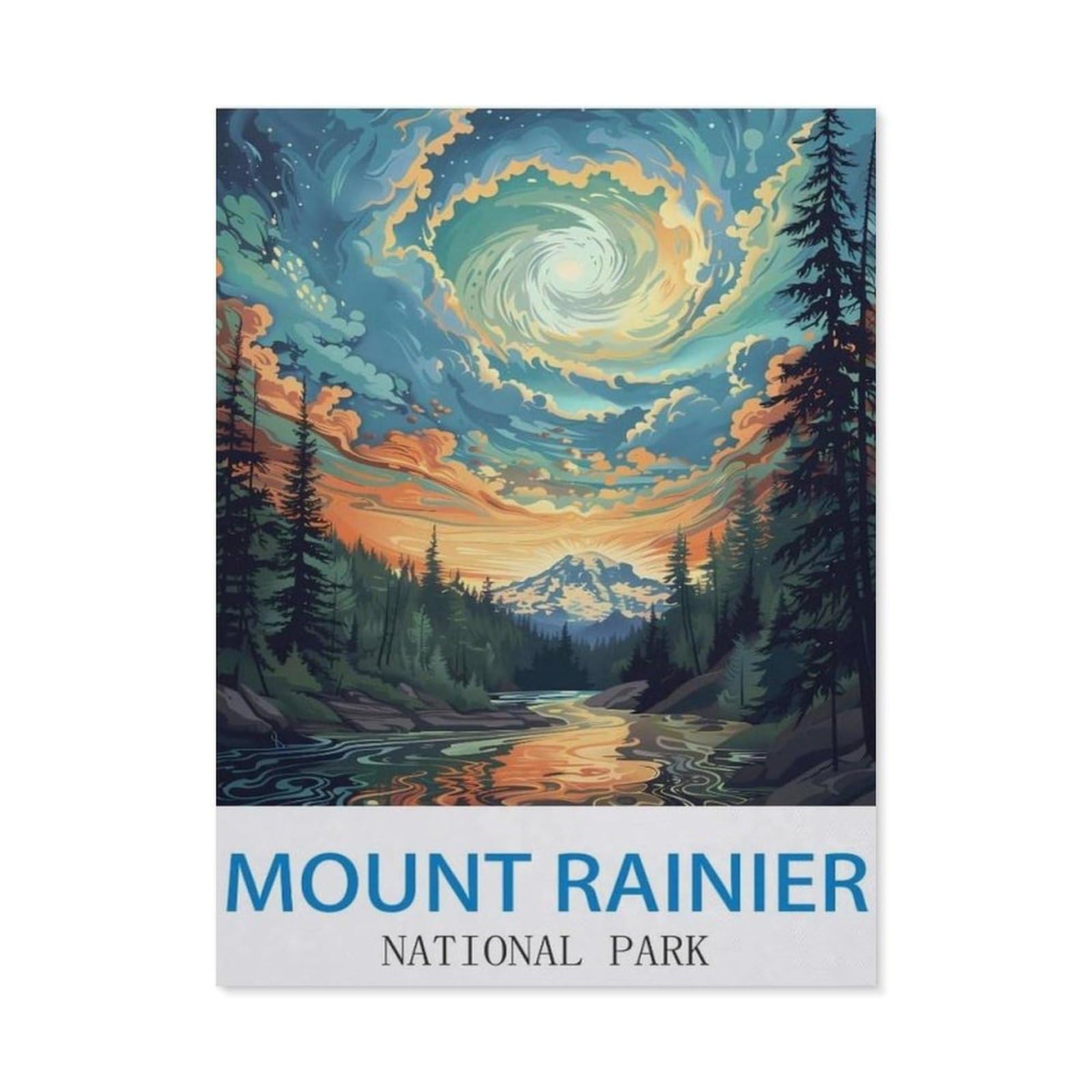 BEAYODKP Mount Rainier National Park，5D DIY Diamond Painting Full Round Drill Diamond Embroidery Cross Stitch Rhinestone Mosaic Paintings Art（50 x 60 cm/19.68 x 23.62 inches）-CJ56