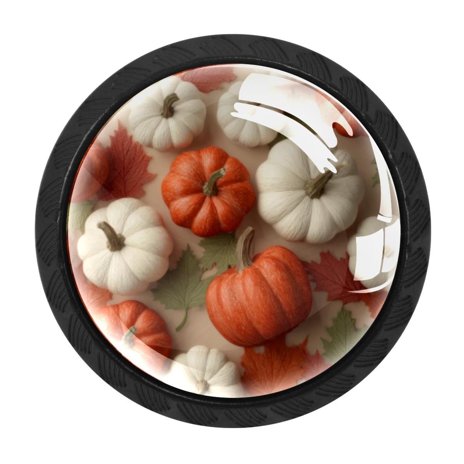 CHENZZZZ 4 Pack Cabinet Handles Thanksgiving Orange and White Pumpkins a (3) Kitchen Drawer Pulls Furniture Door Handles for Cupboard Bedroom Wardrobe