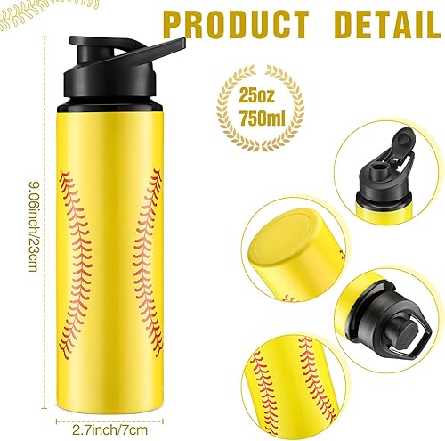 Miniatura 2 de Mifoci 16 botellas de agua de sóftbol de 25 onzas, regalos de sóftbol de aluminio a granel, accesorios de taza de sóftbol con tapa a presión a
