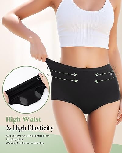 Miniatura 4 de TANSTC Ropa interior de período para mujer, ropa interior absorbente de cintura alta, bragas posparto, braguitas menstruales de flujo pesado,