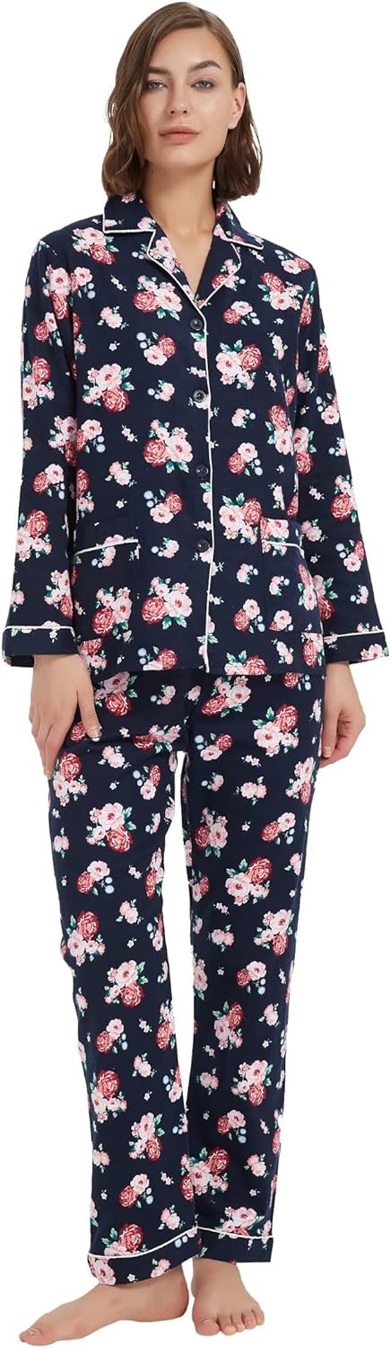 Conjunto De Pijamas Para Mujer Camisa De Manga Larga Con Botones Ropa De Dormir Conjunto De