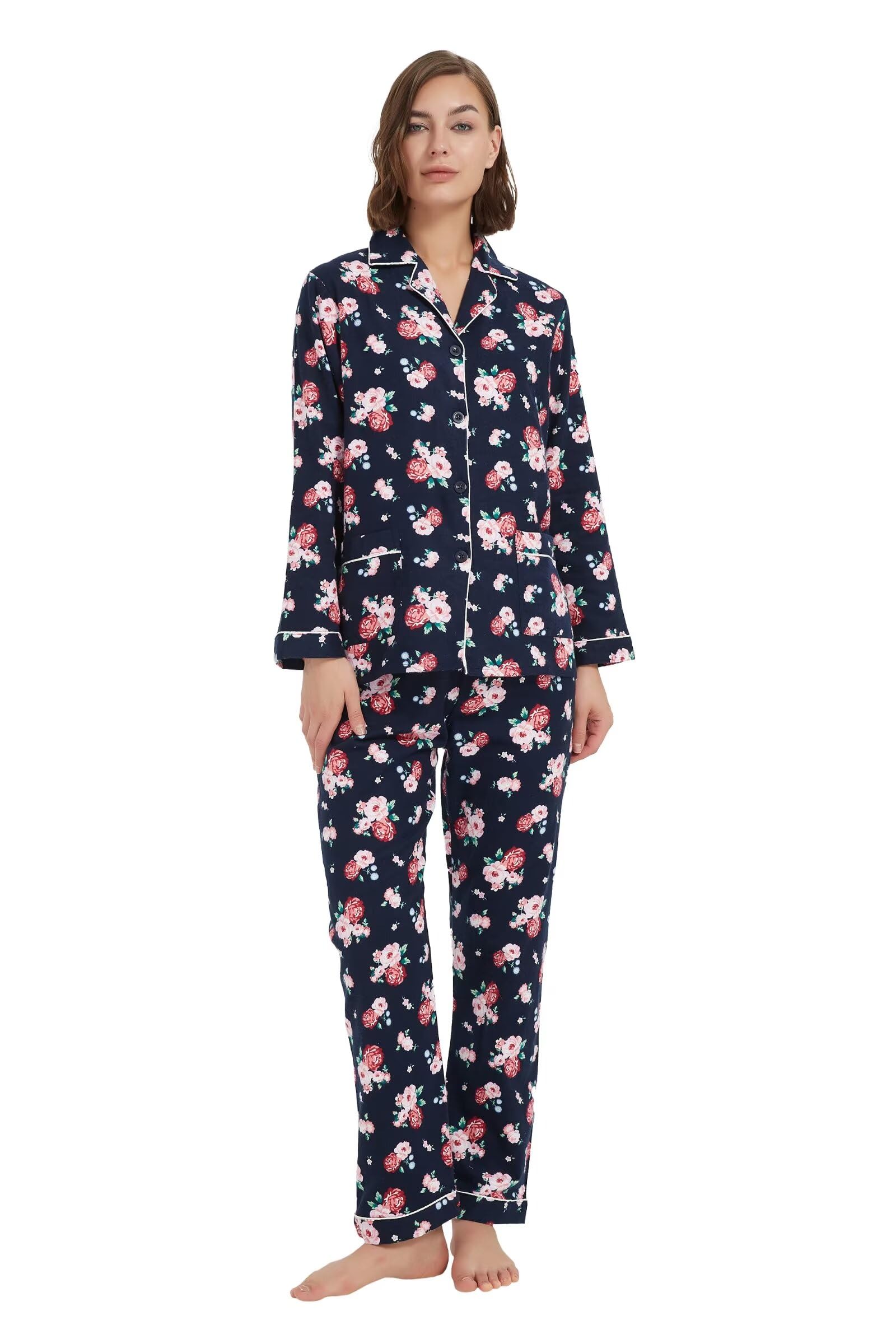 kolipajam cotton flannel pajamas for women 100% cotton flannel pajamas set soft PJS cozy womens loungewear