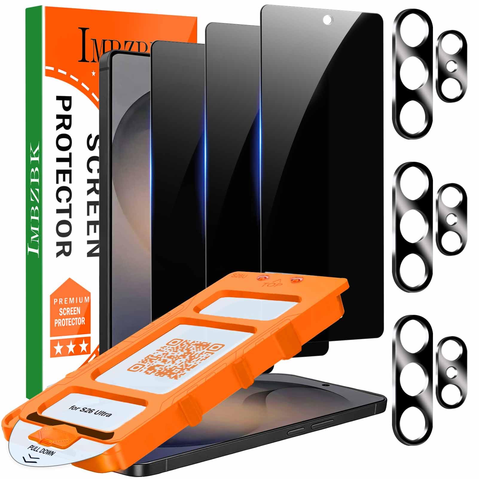 IMBZBK [Auto-Dust Removal] Privacy Screen Protector for Samsung Galaxy S26 Ultra [6.9 INCH] Anti Spy Private Accessories, Case Friendly, 3 Military Grade Tempered Glass 3 Camera Lens Protector