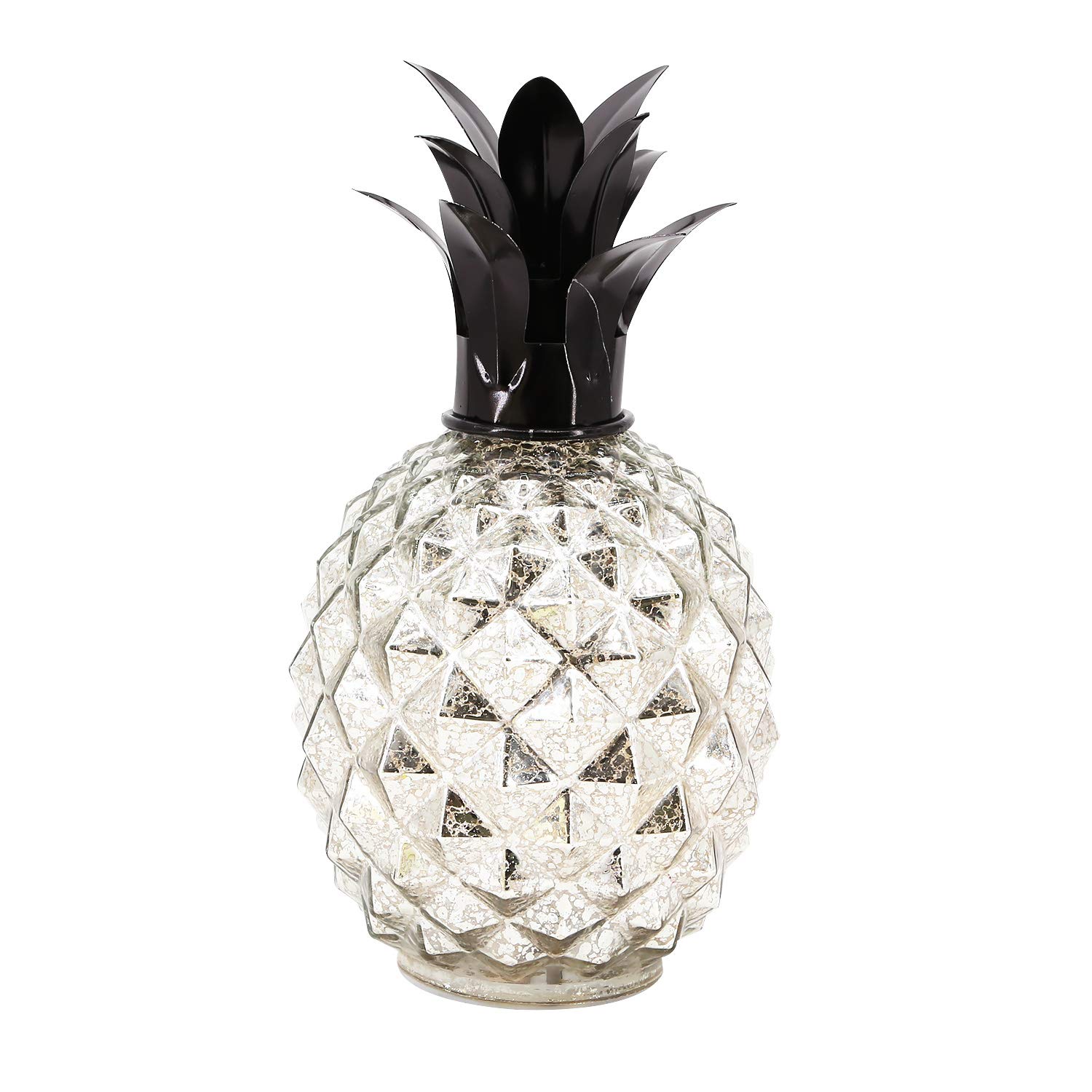 simpdecor Glass Pineapple Lamp 23cm Height Mercury Glass Pineapple Table Lamp Wireless Countertop Lamp Night Light with Timer for Bedroom,Office,Festival Decor and Gift