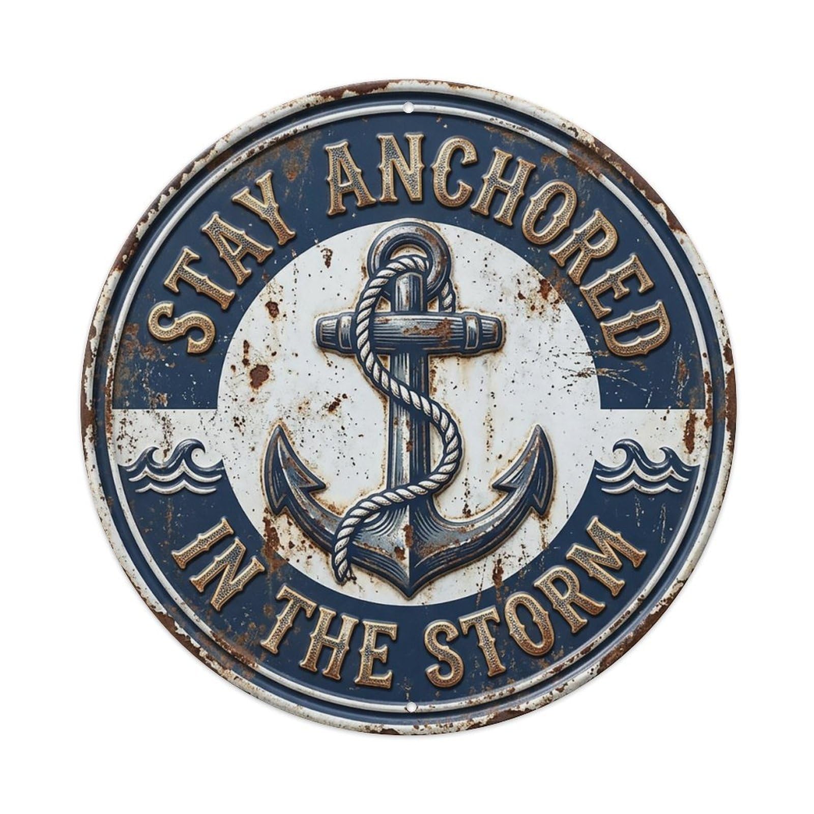 Anchor Nautical Bathroom Metal Tin Sign