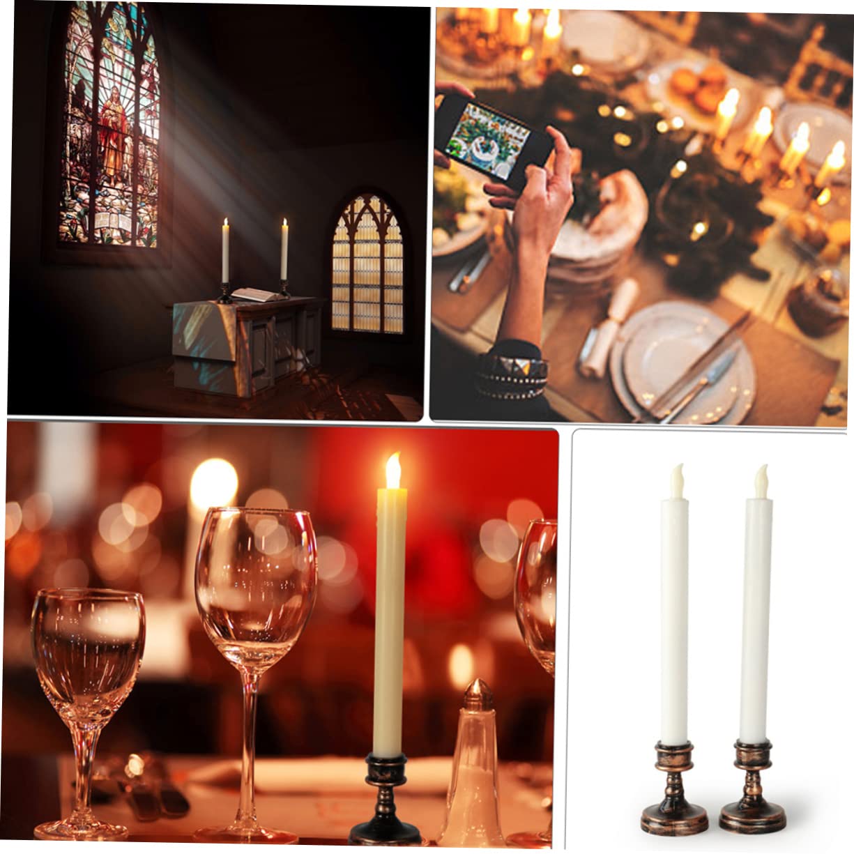 Tofficu 8 Pezzi elettronica candele senza per finestre luce elettronica a LED a batteria candele natalizie candele natale elettrica di a LED AbS bianca