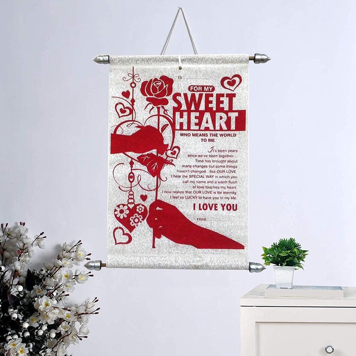 Saugat Traders Romantic Gift for Girlfriend & Wife - Love Scroll Card and Red Heart Pillow - Birthday Gift for Husband - Boyfriend - Image 4 thumbnail