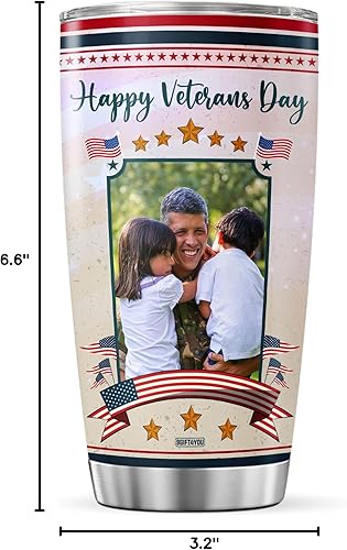 Miniatura 8 de 9GIFT4YOU - Vaso de café personalizado con foto, texto con foto, regalos de cumpleaños para hombres, amigos, veteranos, taza de viaje con tapa,