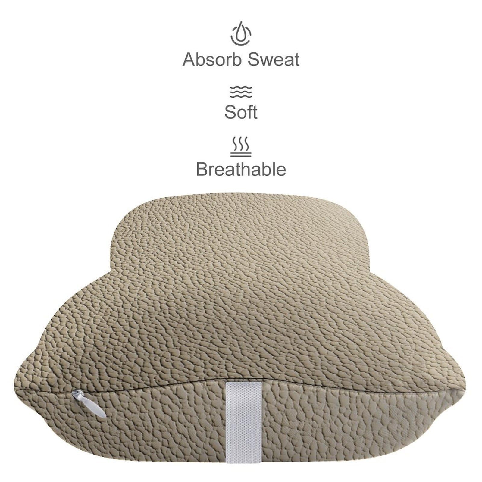 Juego de 2 almohadas de cuero beige para el cuello del coche, almohadas de viaje para el cuello, reposacabezas de automóvil, almohada de hueso para asiento de coche