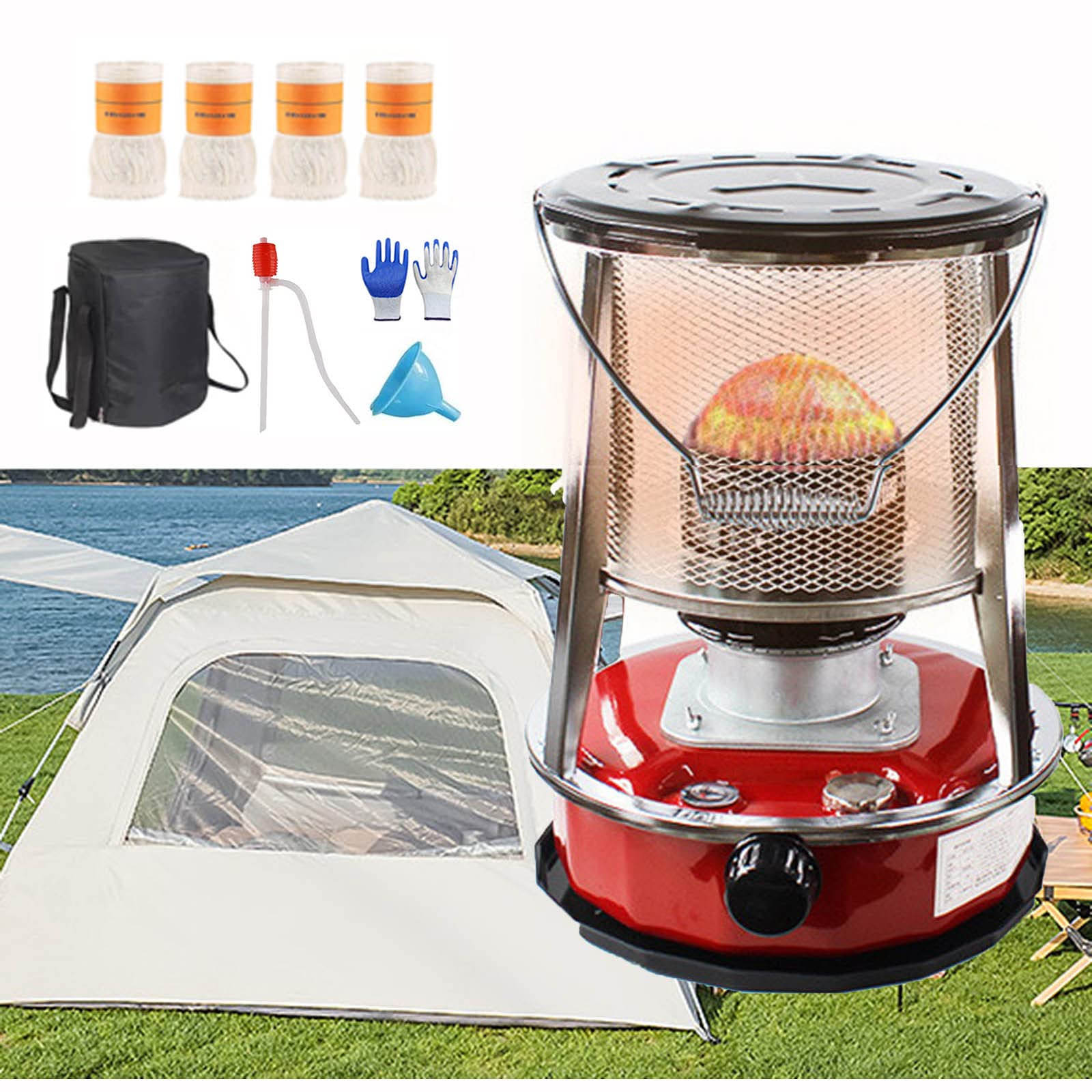 Calentador de Queroseno de Alta Eficiencia, Quemador de Queroseno para Estufas, Calentadores de Parafina de Aceite para Camping/4.6Lred