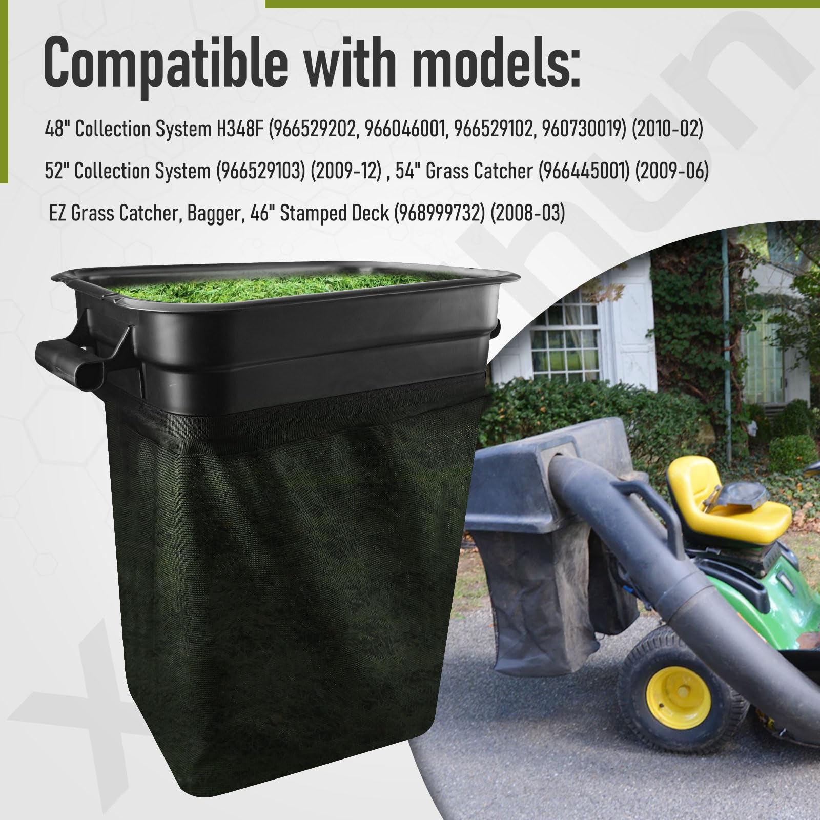 532400226 400226 - Bolsa de contenedor para tractor de césped Husqvarna Craftsman y bolsa triple de 46 pulgadas/48 pulgadas, reemplaza 532132431 960730028 966529101 966004401 96666600401