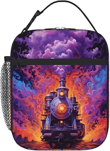 Miniatura 1 de SARA NELL Lonchera de tren para niños, bolsa de almuerzo de tren de vapor, bolsa térmica de poliéster aislante para hombres, mujeres, adolescentes,
