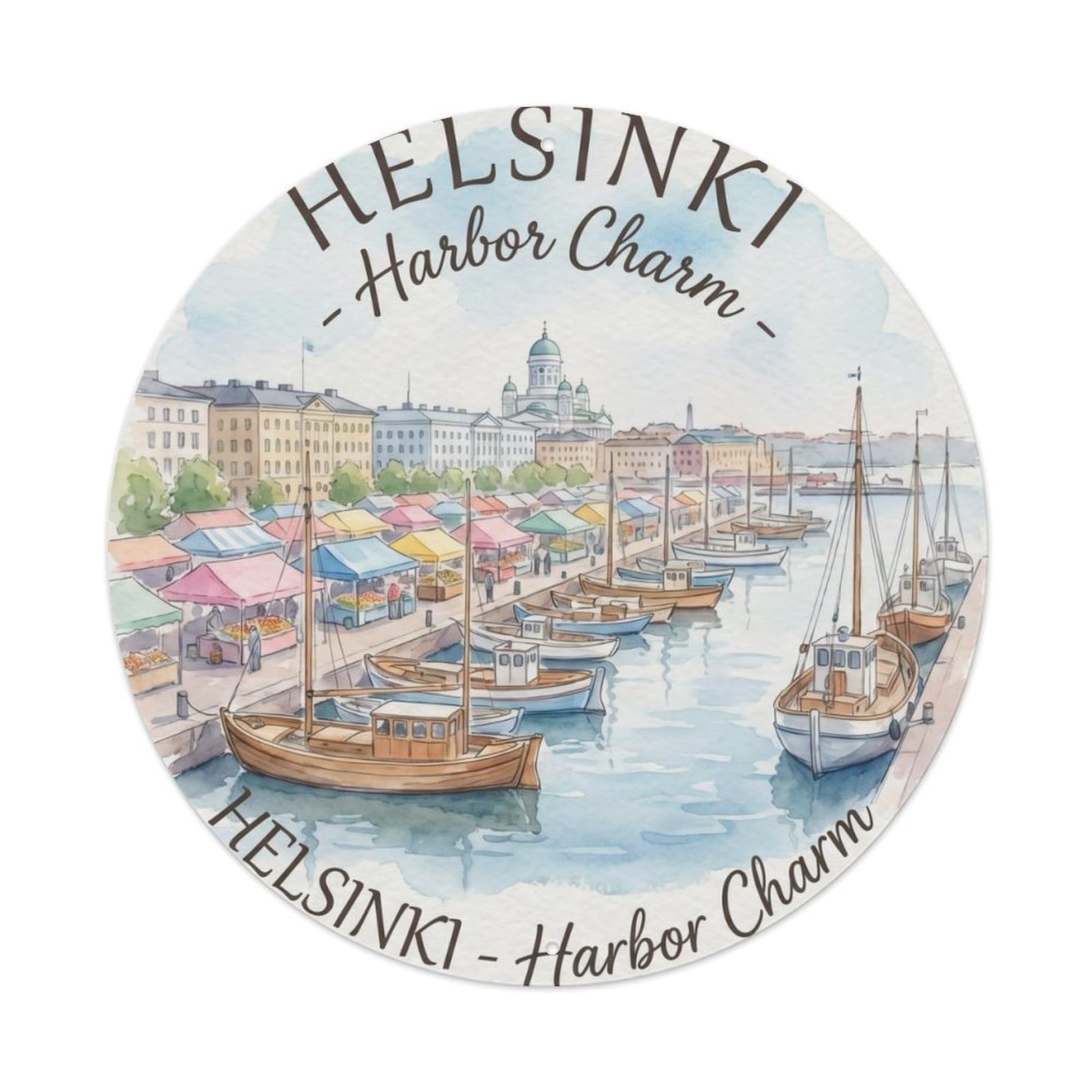 Yrnq Vintage Style Vintage Travel Harbor City Finland Vintage Metal Tin Sign Plaque Wall Decor For Cafe, Club, Garden Round Metal Poster 8X8inch