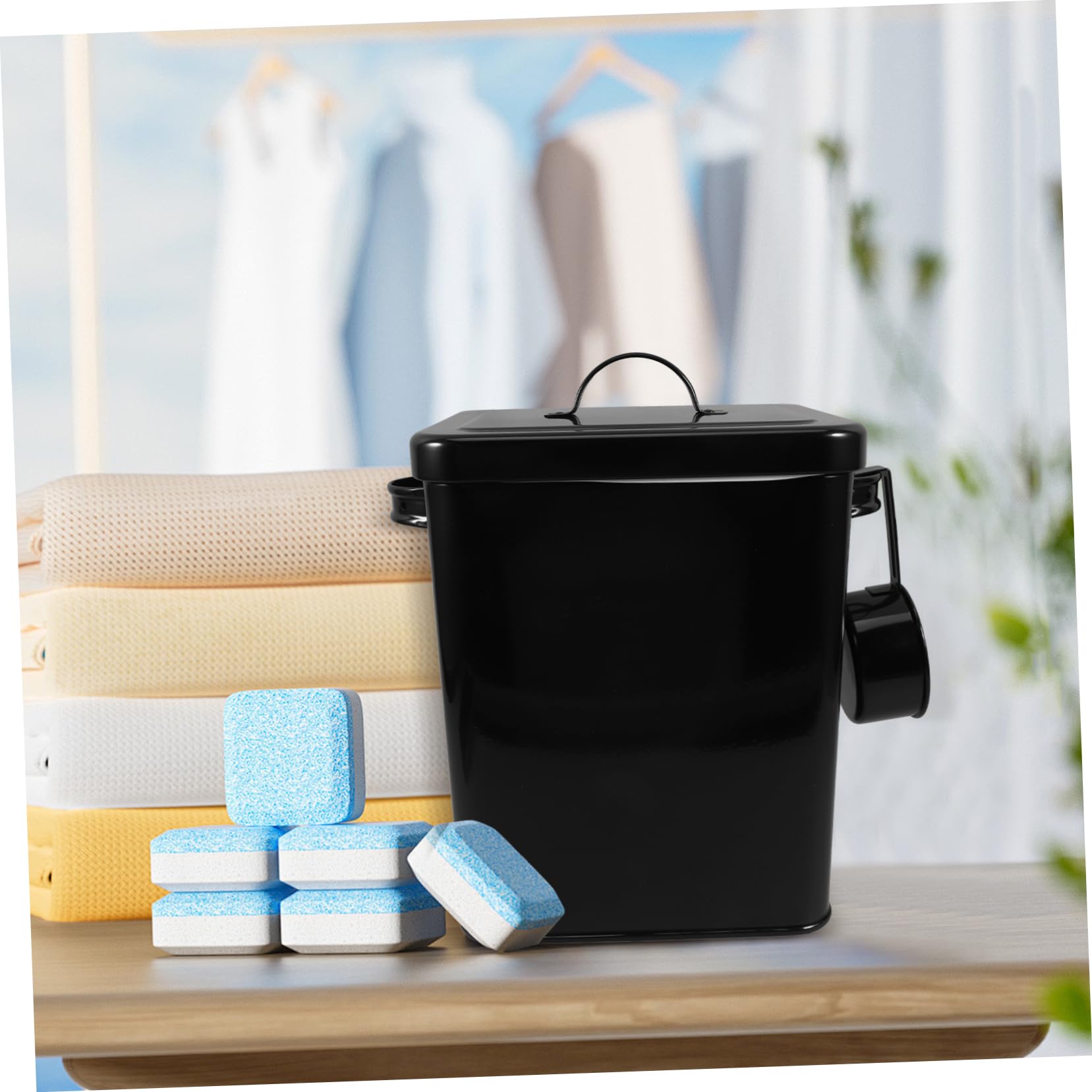 PRETYZOOM Contenedor de Almacenamiento Metálico Hermético con Cuchara para Harina de Arroz Recipiente Multifunción con Tapa para Cocina y Hogar para Almacenar Alimentos la Granja o Casa