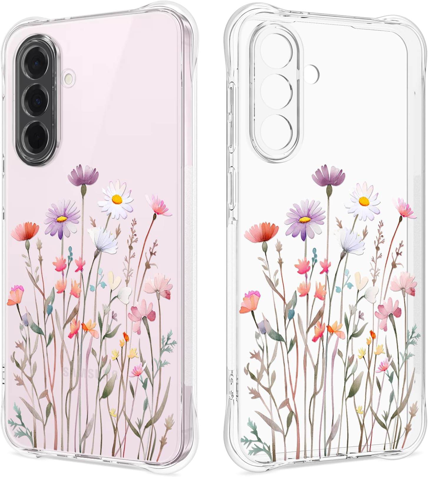 Floral Clear Case for Samsung Galaxy A56 5G for Women Girls,Pretty Phone Cover for Galaxy A56 5G,Flower Design Cute Pattern Slim Soft Drop Proof Protective TPU Bumper Case,FL-37