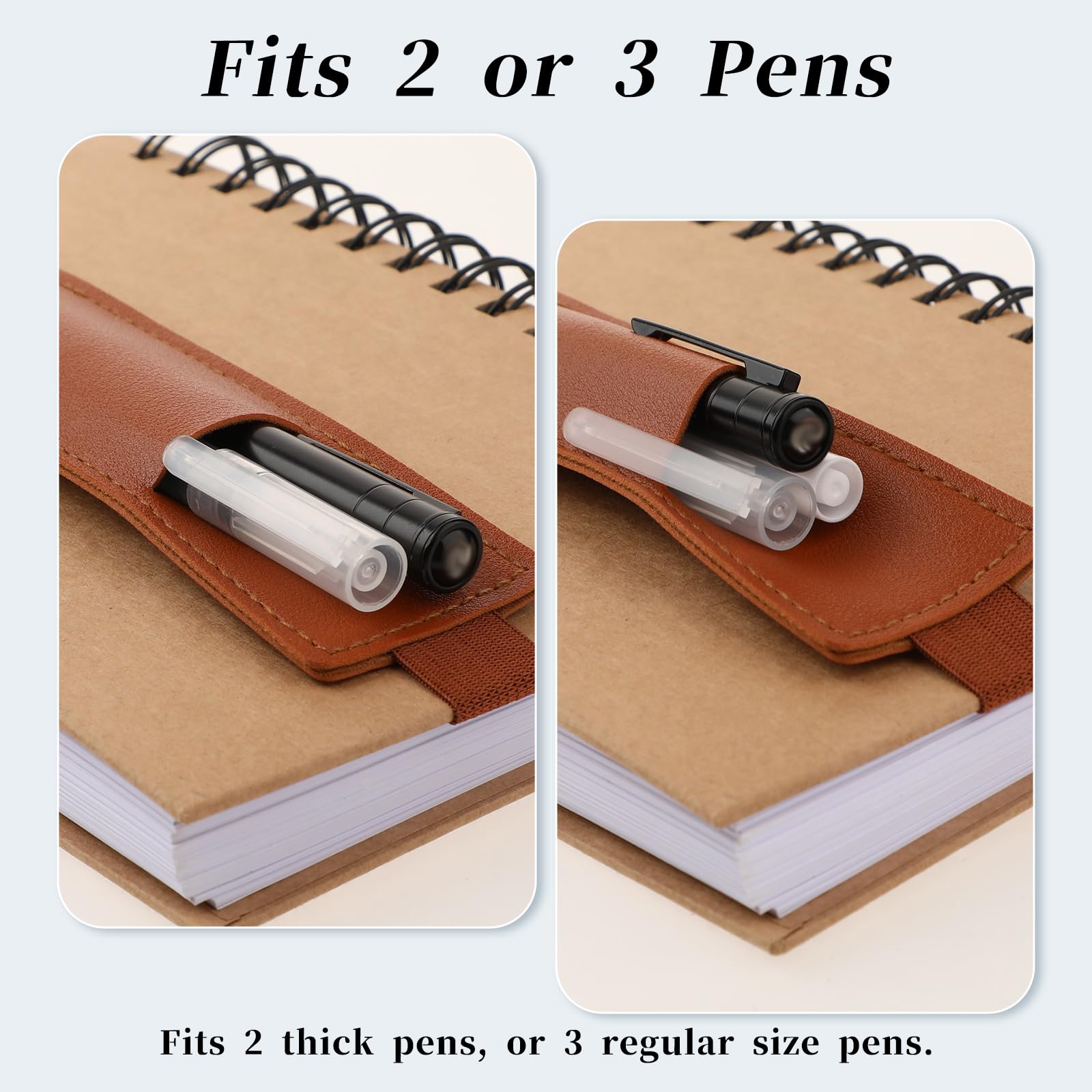 simarro 6 Stück Stifthalter Notizbuch, Verbreiterter Wiederverwendbare Pen Holder Elastischer Stifthalter aus Leder Elastisches Band Buchriemen Tragbare Stiftetasche mit Elastisch für Notizbuch Planer