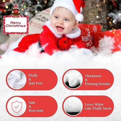 Miniatura 4 de BESTEEL Decoración de nieve artificial de Navidad de 18 onzas + 2 rollos de nieve de Navidad de 3 pies x 8 pies, mantas de nieve artificial para