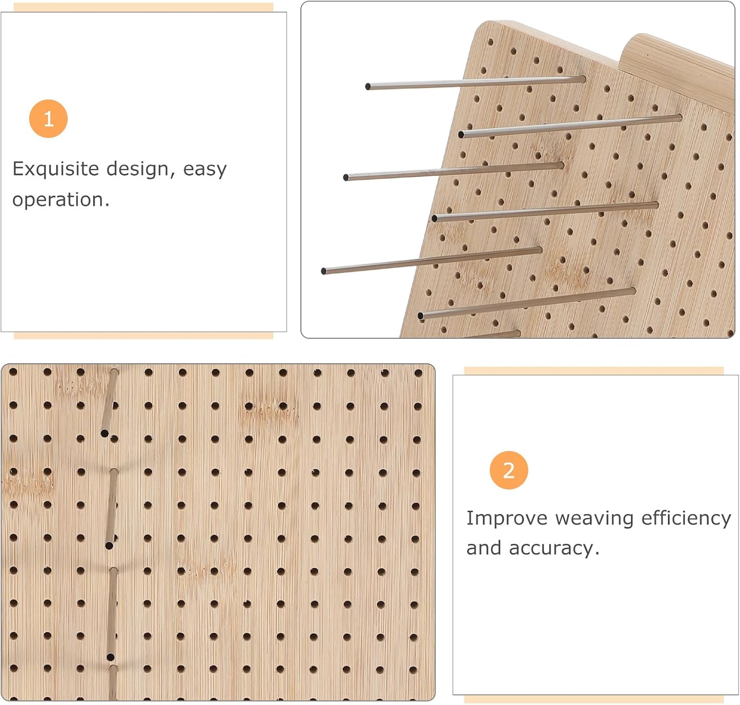 OSOLADY 1 Set Wooden Crochet Blocking Board - Crochet Grid Board with 15 Pegs for Yarn and Macrame - Knitting Blocking Plate for Crafting and Sewing 11.61"
