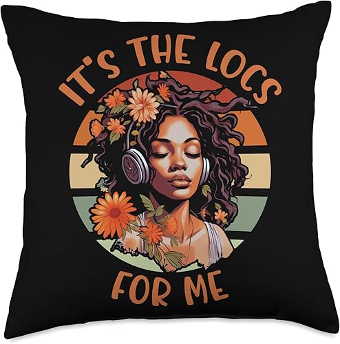 Locs Afro Dreadlocks Love Natural Beauty Hair It's the Locs for Me Afro Hair - Almohada negra de niña africana americana, 18 x 18 pulgadas,
