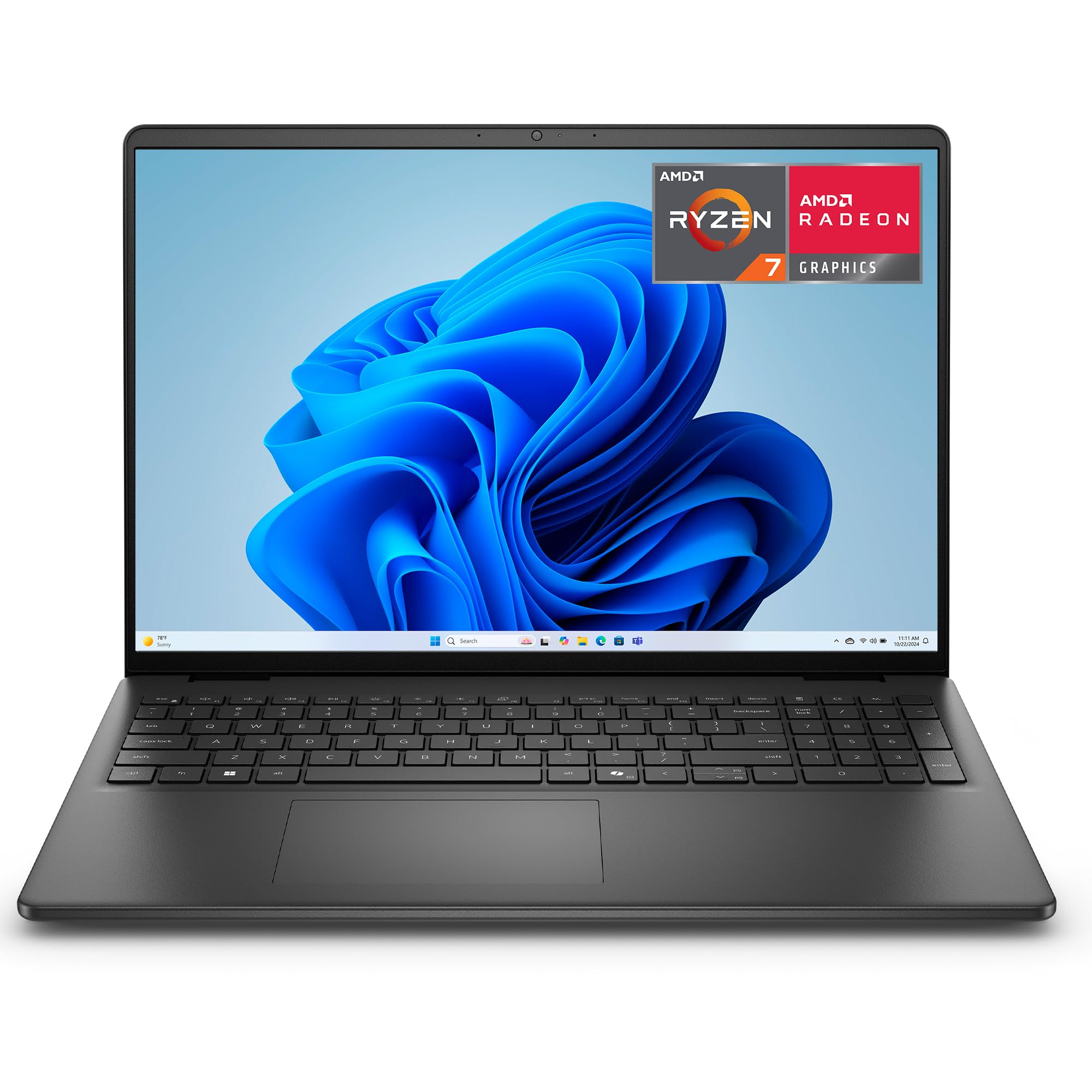 Dell 16 Laptop DC16255, 16 Zoll 2K WVA entspiegelt 16:10, AMD Ryzen 7 250, 16GB DDR5, 1TB SSD, AMD Radeon, Windows 11 Home, QWERTZ beleuchtet, Carbon Black (Netzteil separat erhältlich)