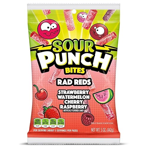 Sour Punch Bites Surtido Ragin' Reds Candy 5 oz. - Caja de 12