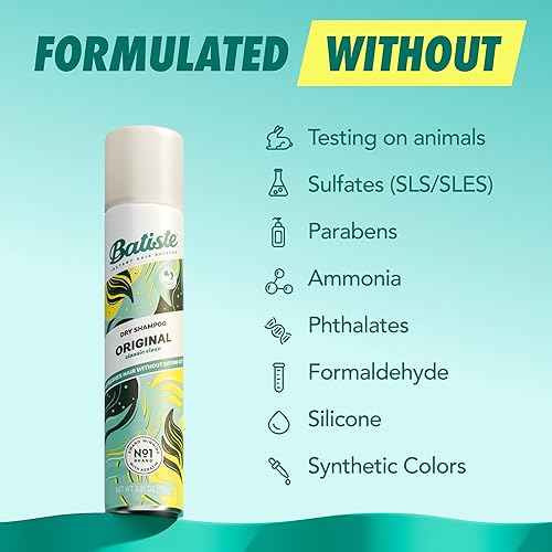 Miniatura 3 de Batiste Champú seco, fragancia original de limpieza clásica, refresca el cabello y absorbe el aceite entre lavados, champú sin agua para mayor