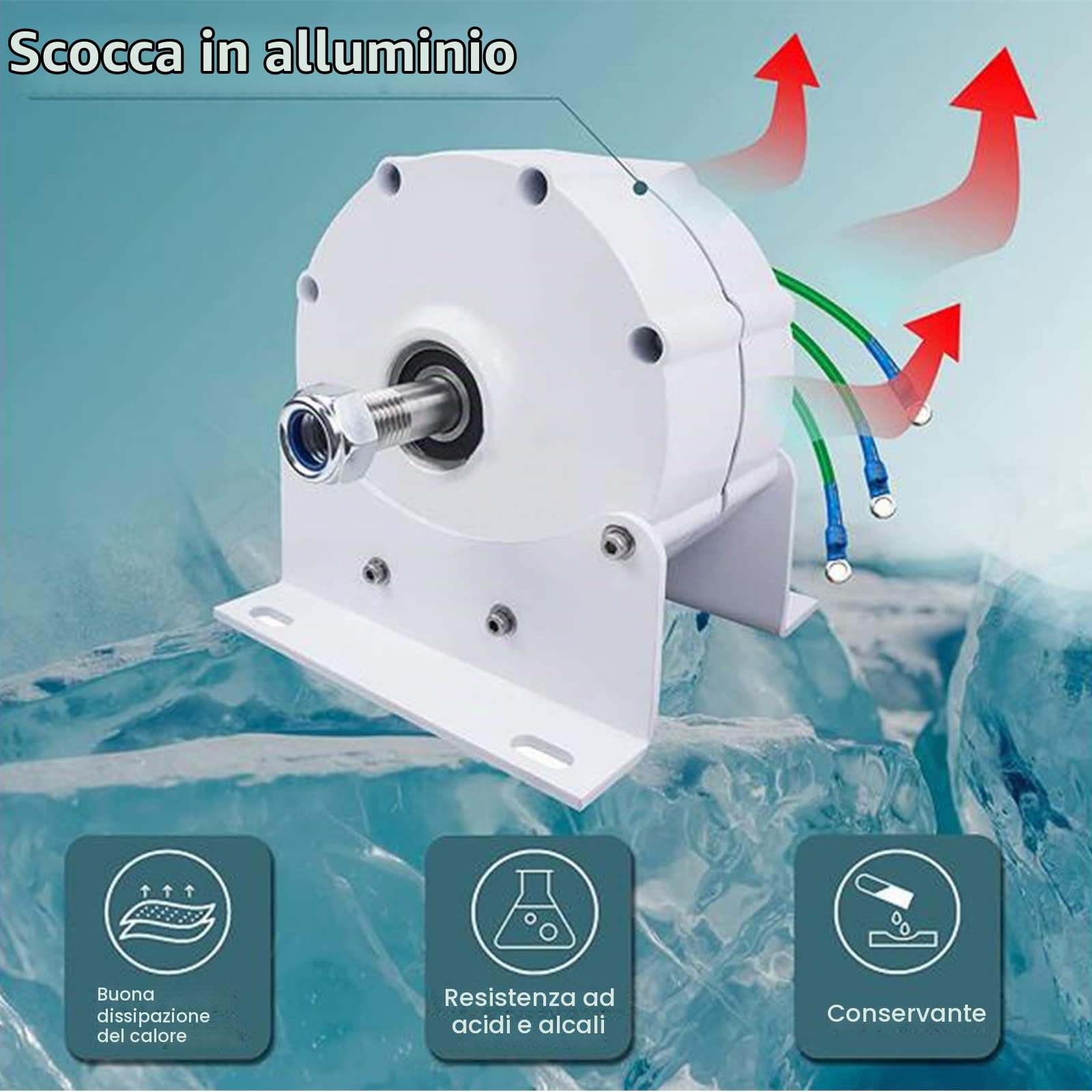 12000W Nuovo Generatore di Magneti Permanenti Senza Ingranaggi, Nessun Generatore di Magneti Permanente per Permanente 12V 24V 48V per Generatori E Turbine A Vento (Bianco, con Base)