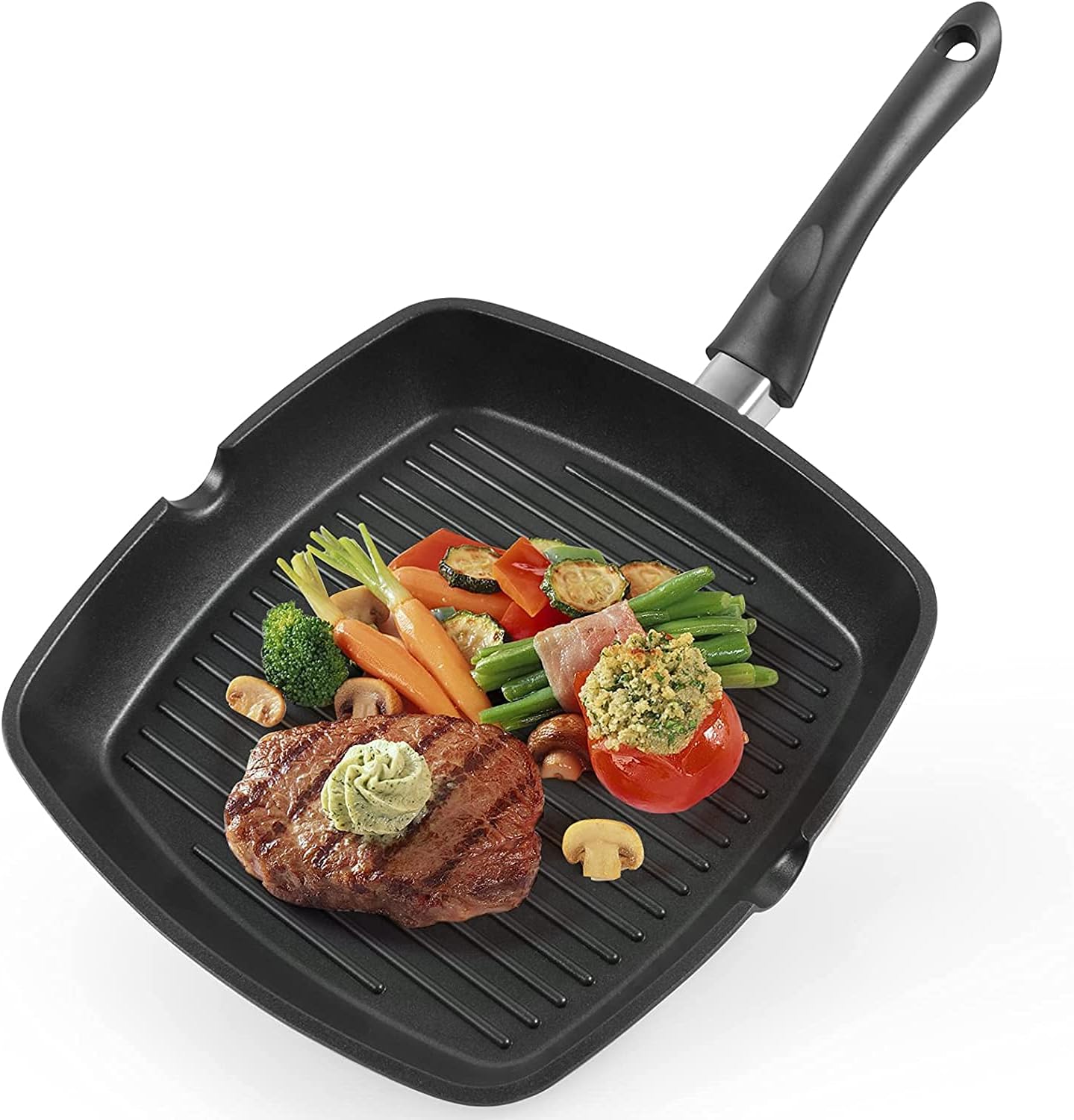 Poêle à Frire Induction 28 cm Acier Inoxydable, Antiadhésif sans PFOA FAGOR Argent Inoxtherm