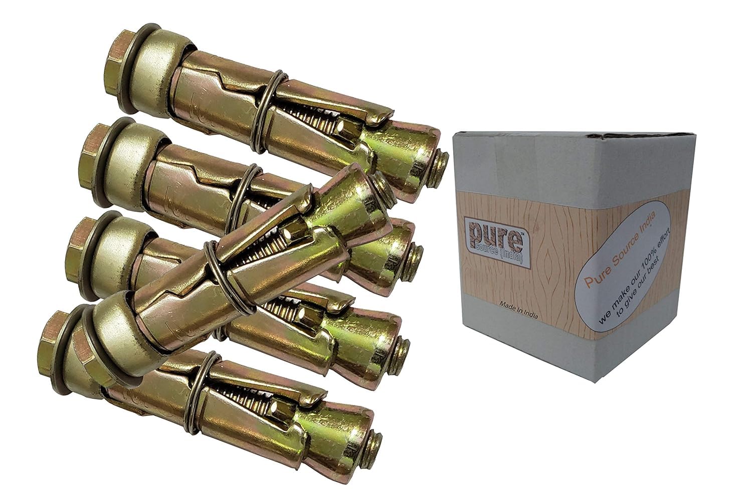 Pure Source India Anchor Fasteners,Size 6 mm, Pack of 2 PCS (Gold)(Iron, [Round ]) - Image 4 thumbnail