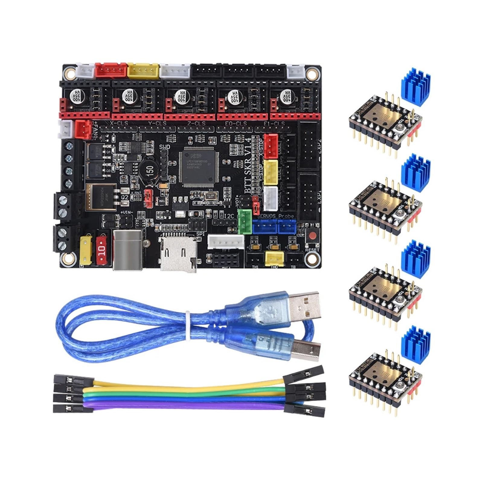 BIGTREETECH SKR V1.4 Turbo Actualización de Placa Base 32 bits | Controlador TMC2209 del tablero de control for impresora 3D Ender3 CR10(SKR V1.4 Turbo,With 5xTMC2209)